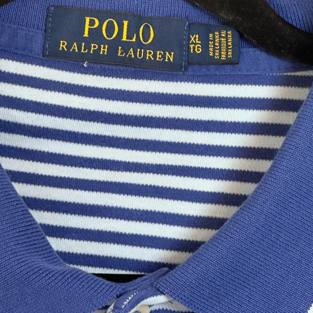 Polo Ralph Lauren Light‎ and Dark Blue Stripe Size XL Short Sleeve Golf Preppy